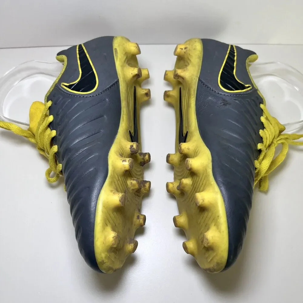 Nike Tiempo Legend 7 Pro FG Kangaroo Leather Size 1.5 Gray Yellow Soccer Cleats